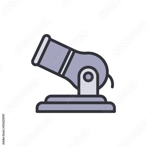 Stylized Cannon Illustration In Gray Tones On Transparent Background
