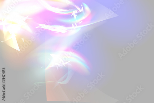 Prism light overlay with rainbow light effect, transparent flares of crystal diamond, vector background.