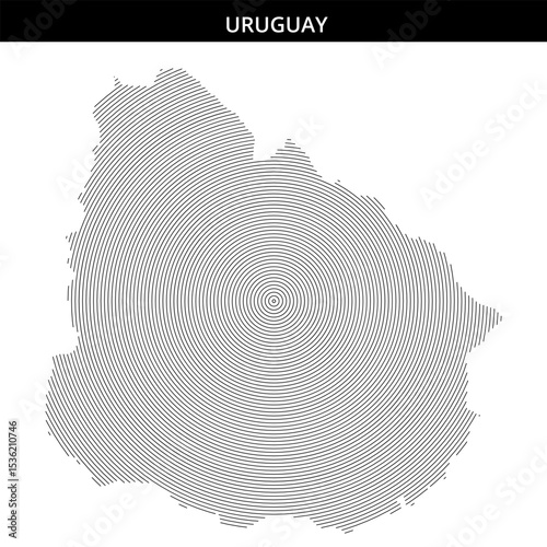 Map of Uruguay depicted through concentric circles and lines