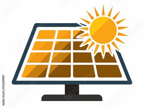 Solar panels on ground flat vector illustration clipart, Solar panels soak up sun in dry desert vector illustration