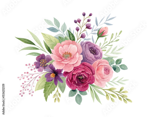 Vector watercolor flower spring banner with hand-painted floral elements and delicate natural colors, perfect for seasonal promotions, greeting cards, and elegant graphic designs