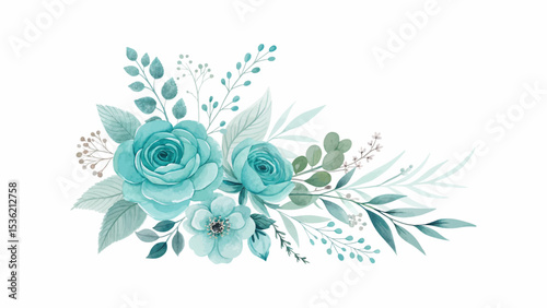 Elegant watercolor floral illustration featuring dusty roses, soft blush peonies, and eucalyptus greenery bouquet. Perfect for romantic invitations, borders, frames, and wedding designs.