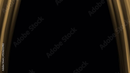 Gold curtain animation on transparent background, alpha channel