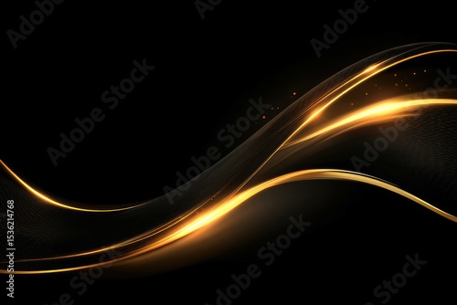 Black background with wavy gold lines and glowing trim