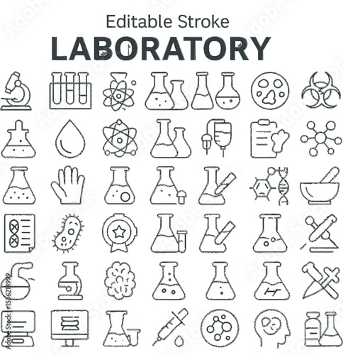 Wallpaper Mural Laboratory Line Art Icons Vector Set | Transparent Background Science Lab Symbols Torontodigital.ca