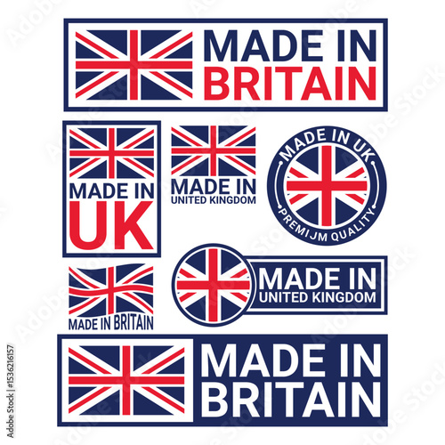 made in United Kingdom, Great Britain product emblem Vector icon template