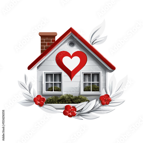 Comfort living house with love icon stock victor