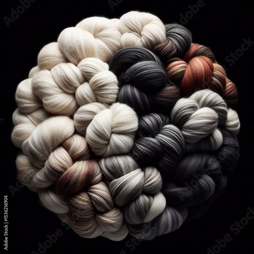 Wool retaining its original shades like white black brown and gr
