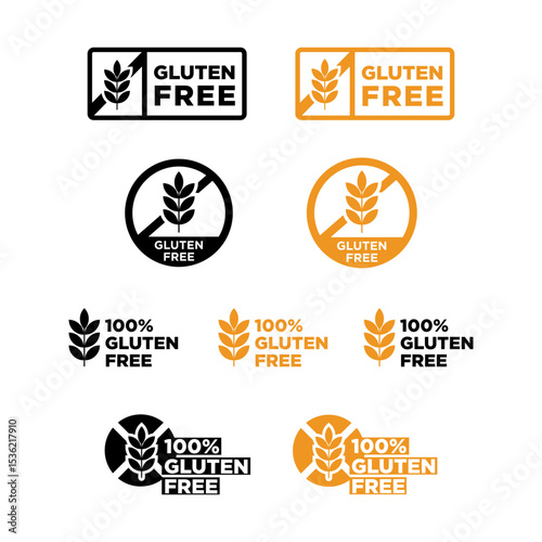 GLUTEN FREE SET VECTOR ICON