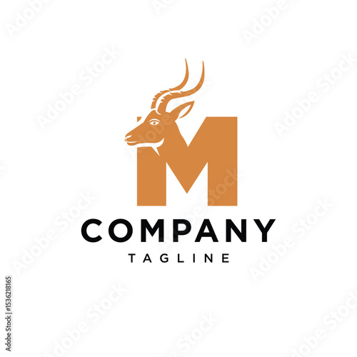 Letter M Antelope Logo Icon Vector