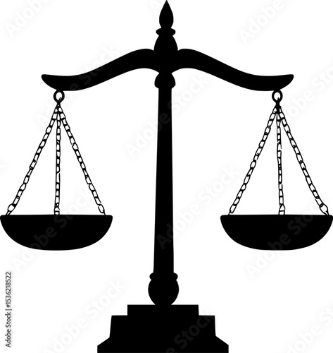 Black Silhouette Vector of Justice Balance Scale Icon
