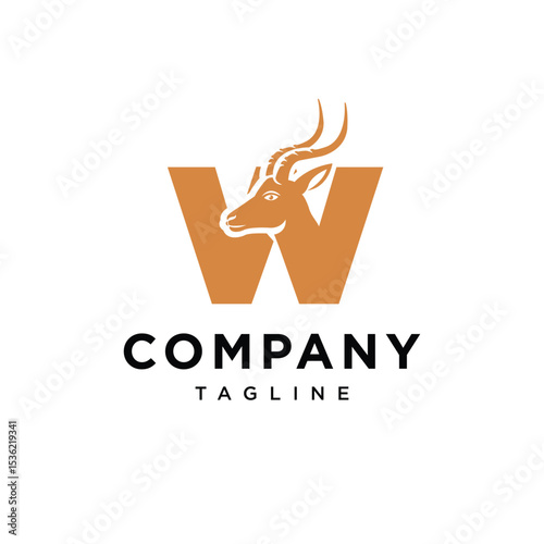 Letter W Antelope Logo Icon Vector
