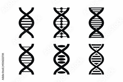 set of DNA icon silhouette vector illustration