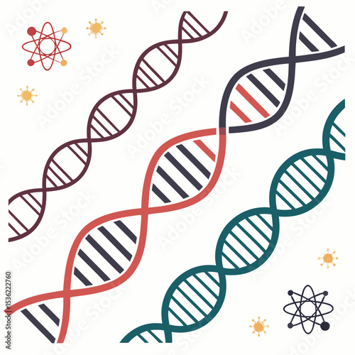 set of DNA silhouette vector illustration