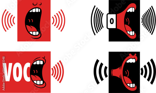 Find the best voice sound audio vocal communication speak talk shout scream yell megaphone icon designs editable stock vector illustration