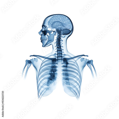 X-ray film showing human chest transparent background in medical environment side view concept