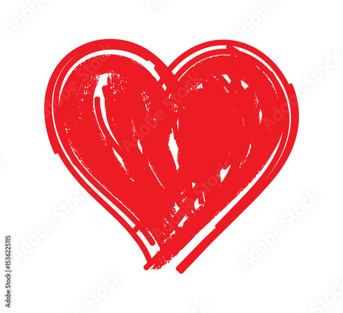 Red Heart shapes on white background. Hand drawn Heart doodle sketch, Scribble romance and love symbol, elements decorative vector illustration	