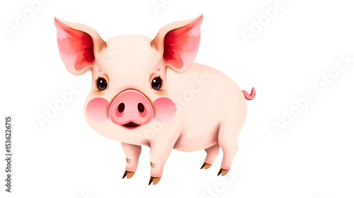 Beautiful Pig Watercolor Clipart, Cute Design for Your Project, Ai Generative