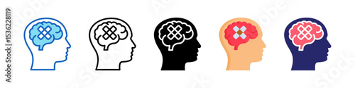 Mental Illness Multiple Style Icon Set Collection.