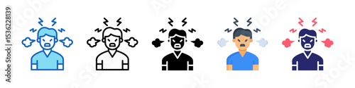 Anger Multiple Style Icon Set Collection.
