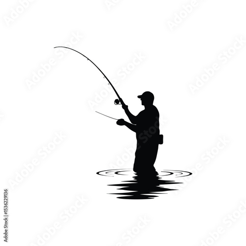 Fishing Man Silhouette Vector Collection for Outdoor and Sports Use