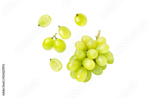bunch of grapes on white background.