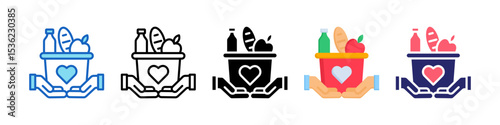 Food Donation Multiple Style Icon Set Collection.