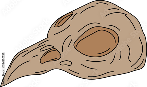 animal skull with beak vector icon for witchcraft, halloween decorations, spellbook or occult magic illustrations