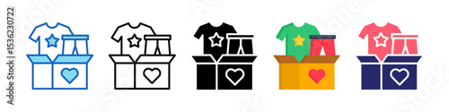 Clothing Donation Multiple Style Icon Set Collection.