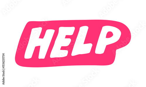pink help word handwritten element