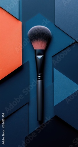 Makeup brush on a geometric backdrop
