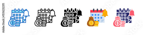 Payment Reminder Multiple Style Icon Set Collection.