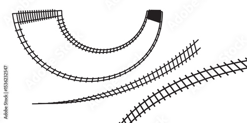 Railway Line, Rails Symbol, Train Tracks Sign, Railroad Pictogram, Railway Track Silhouette. Vector illustration.