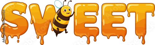 Sweet honey bee illustration vector graphic design for kids children books and product branding design 100 editable stock vector illustration