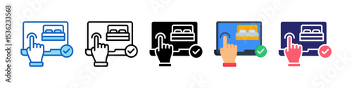 Hotel Booking Multiple Style Icon Set Collection.