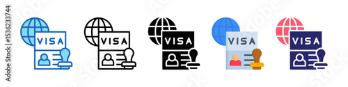 Travel Visa Multiple Style Icon Set Collection.