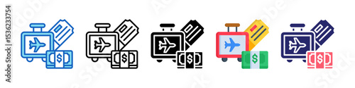 Travel Budget Multiple Style Icon Set Collection.
