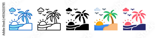 Island Multiple Style Icon Set Collection.