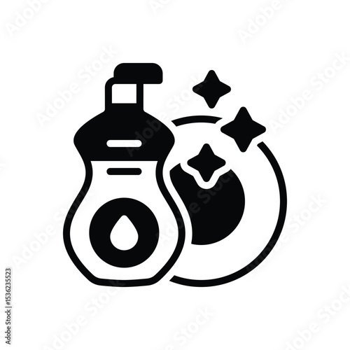 Black solid icon for dishwashing liquid