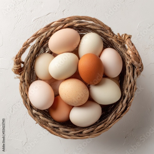 Wallpaper Mural Fresh eggs in a woven basket Torontodigital.ca