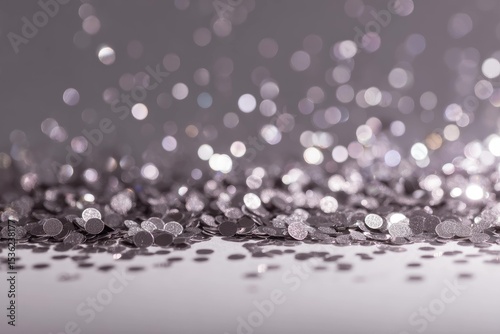 Dotted silver confetti on a gradient backdrop