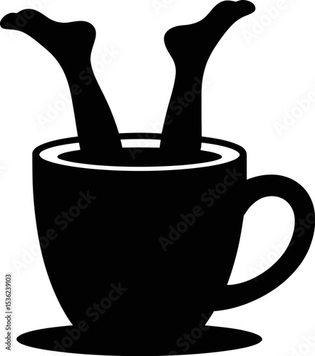 Black and white coffee cup with feet illustration graphic design vector art image stock photo template editable stock vector illustration