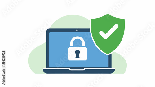 Cybersecurity laptop security internet security data protection online security computer security 100 percent safe editable stock vector illustration