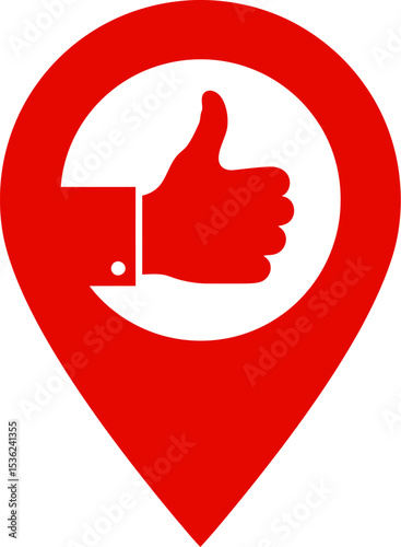 Red like pin thumbs up icon vector illustration location pointer symbol map marker gps navigation sign editable stock vector illustration