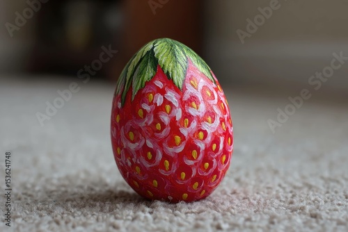 Egg painted like a strawberry