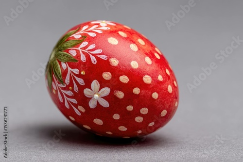 Egg painted like a strawberry