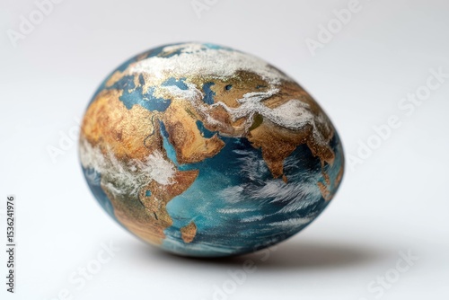 Egg painted to resemble planet Earth