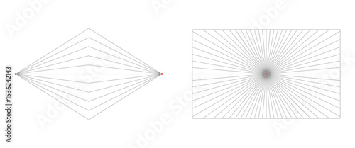Set of perspective line with 1 and 2 vanishing point. Vector Illustration.