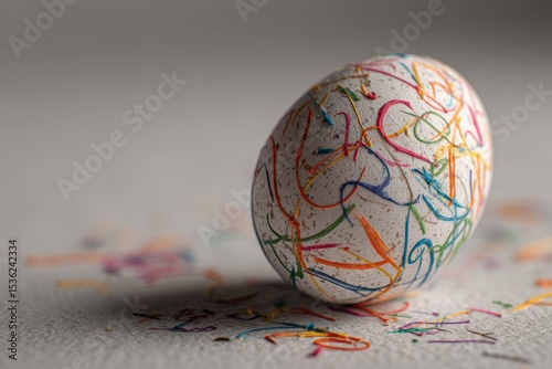 Egg with colorful scribbles like crayon doodles