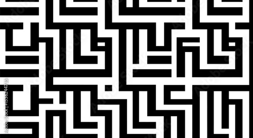 Abstract maze pattern background black and white labyrinth design complex geometric illustration graphic art editable stock vector illustration